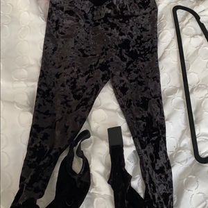 Black velvet leggings